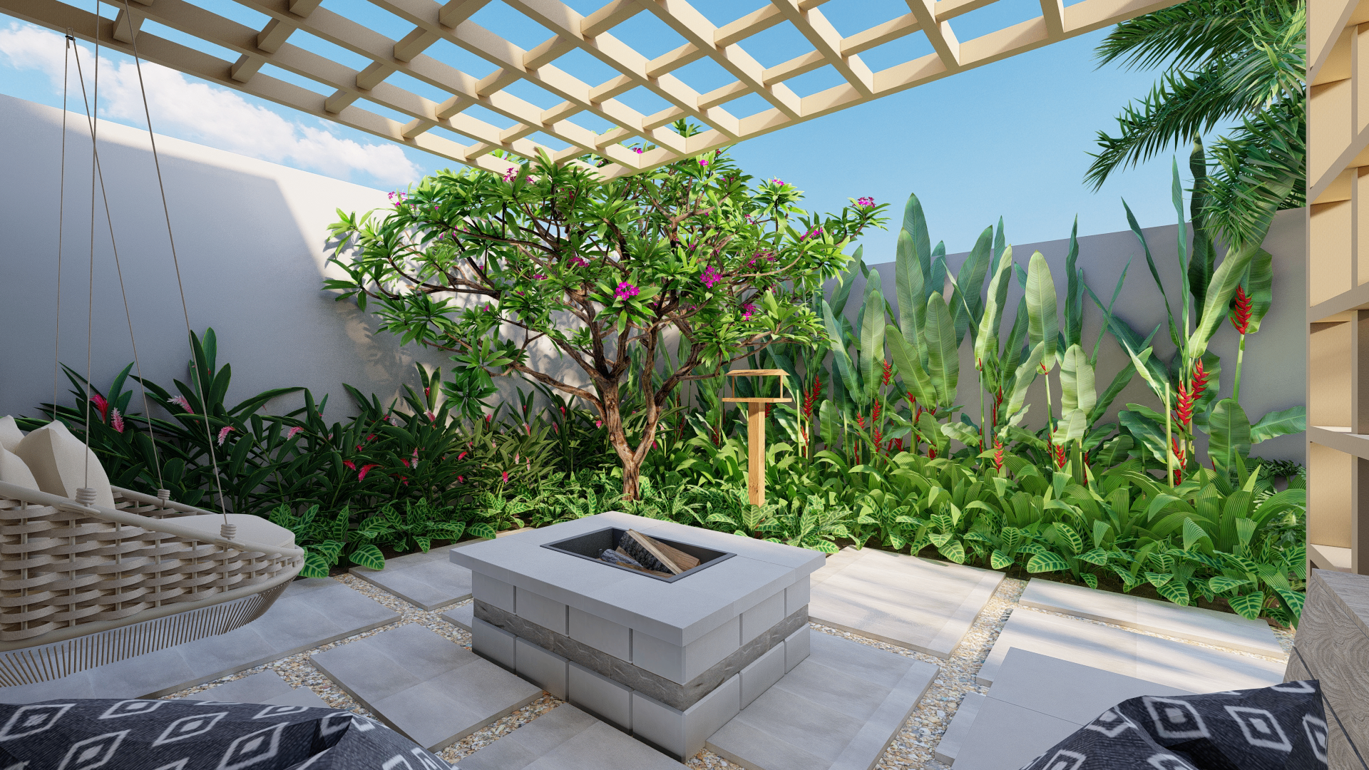 Jardim de bem-estar em residência Montiere